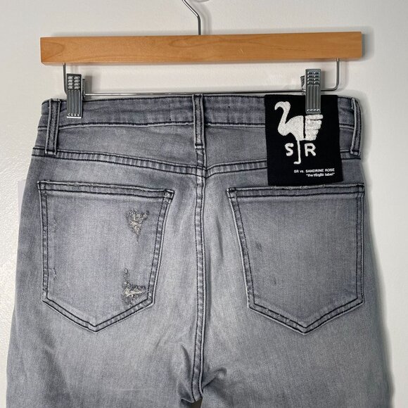 Sandrine Rose Womens 29 Jeans Gray Distressed High Rise Skinny Denim Grunge - Picture 4 of 8